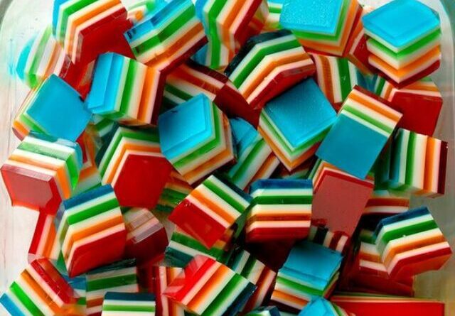 Rainbow Gelatin Cubes